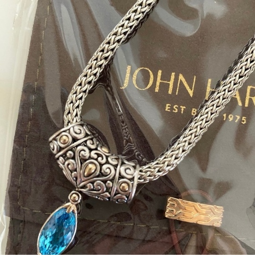 John Hardy 18k Gold And Sterling Silver Topaz Necklace